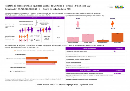 Relatório de Transparência e Igualdade Salarial de Mulheres e Homens - 2º Semestre 2024- Departamento Regional 